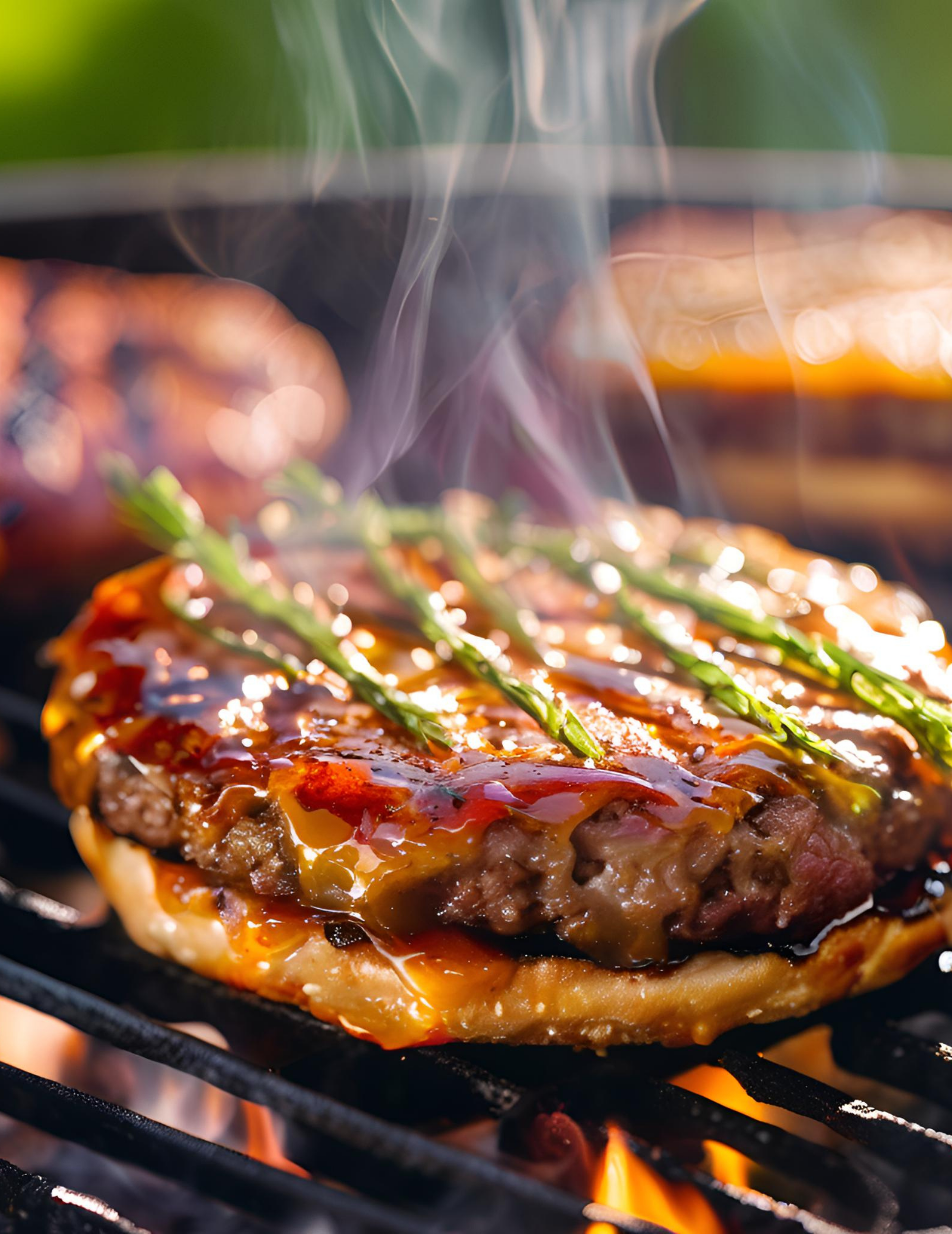 HAMBURGUESAS DE TERNERA RELLENAS DE QUESO Y PIMIENTOS CARAMELIZADOS